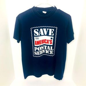 Vintage Save Americas Postal Service Windjammer T Shirt Medium USPS Post Office